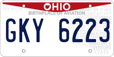 OH license plate GKY6223