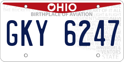 OH license plate GKY6247
