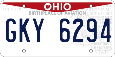 OH license plate GKY6294