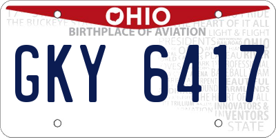 OH license plate GKY6417