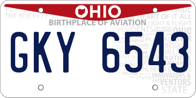 OH license plate GKY6543