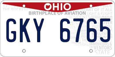 OH license plate GKY6765