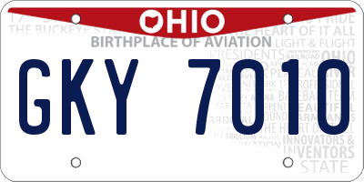 OH license plate GKY7010