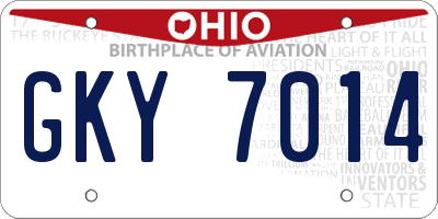 OH license plate GKY7014