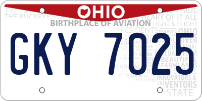 OH license plate GKY7025