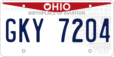 OH license plate GKY7204