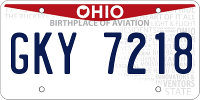 OH license plate GKY7218