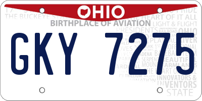 OH license plate GKY7275