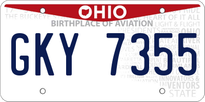 OH license plate GKY7355