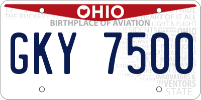 OH license plate GKY7500