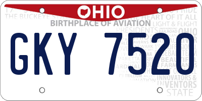 OH license plate GKY7520