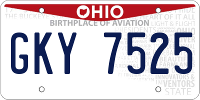 OH license plate GKY7525