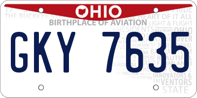 OH license plate GKY7635