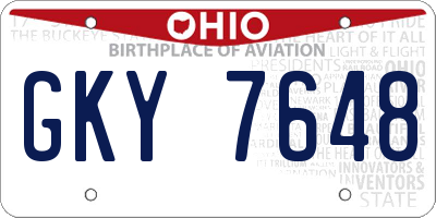 OH license plate GKY7648