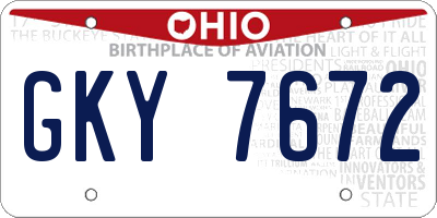 OH license plate GKY7672