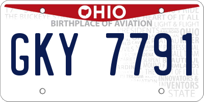 OH license plate GKY7791