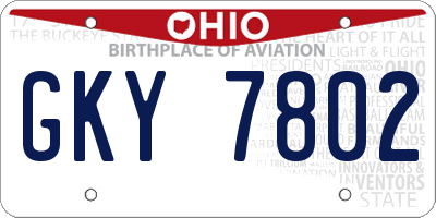 OH license plate GKY7802