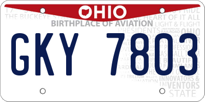 OH license plate GKY7803