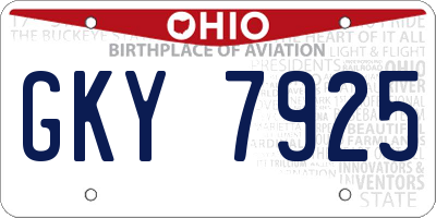 OH license plate GKY7925
