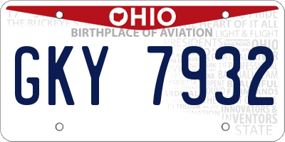 OH license plate GKY7932