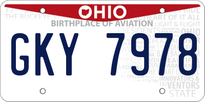 OH license plate GKY7978