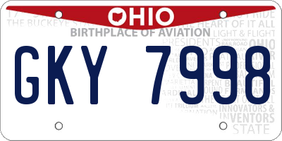OH license plate GKY7998