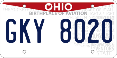 OH license plate GKY8020