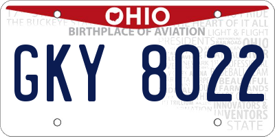 OH license plate GKY8022