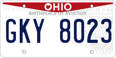 OH license plate GKY8023