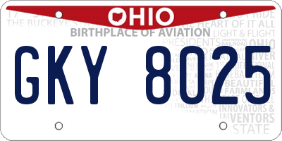 OH license plate GKY8025