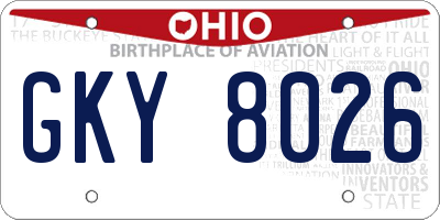 OH license plate GKY8026
