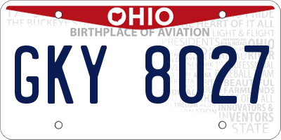 OH license plate GKY8027
