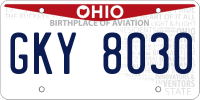 OH license plate GKY8030