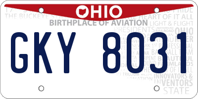 OH license plate GKY8031