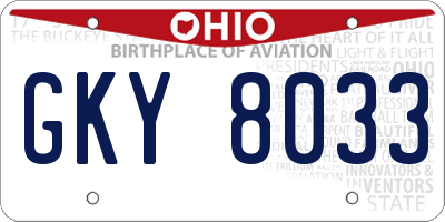 OH license plate GKY8033