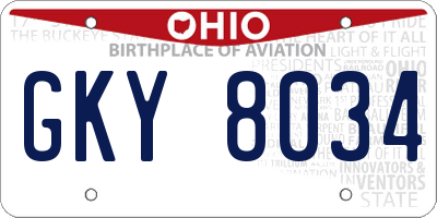 OH license plate GKY8034