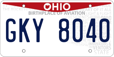 OH license plate GKY8040