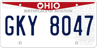 OH license plate GKY8047