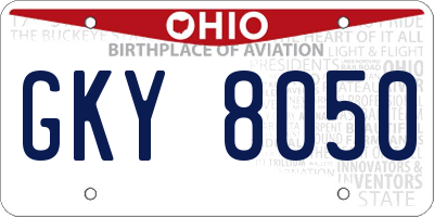 OH license plate GKY8050