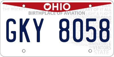 OH license plate GKY8058