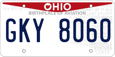 OH license plate GKY8060