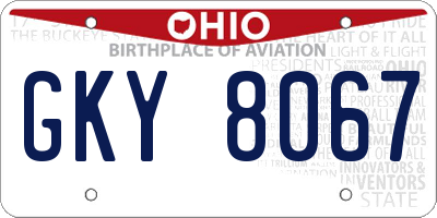 OH license plate GKY8067