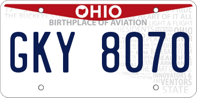 OH license plate GKY8070