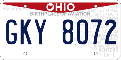 OH license plate GKY8072