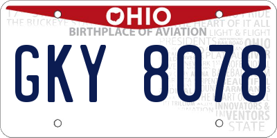 OH license plate GKY8078