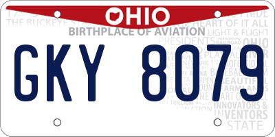 OH license plate GKY8079