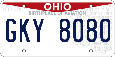 OH license plate GKY8080
