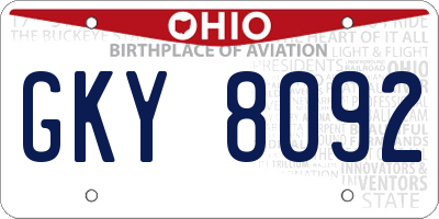 OH license plate GKY8092