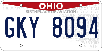 OH license plate GKY8094
