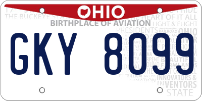 OH license plate GKY8099
